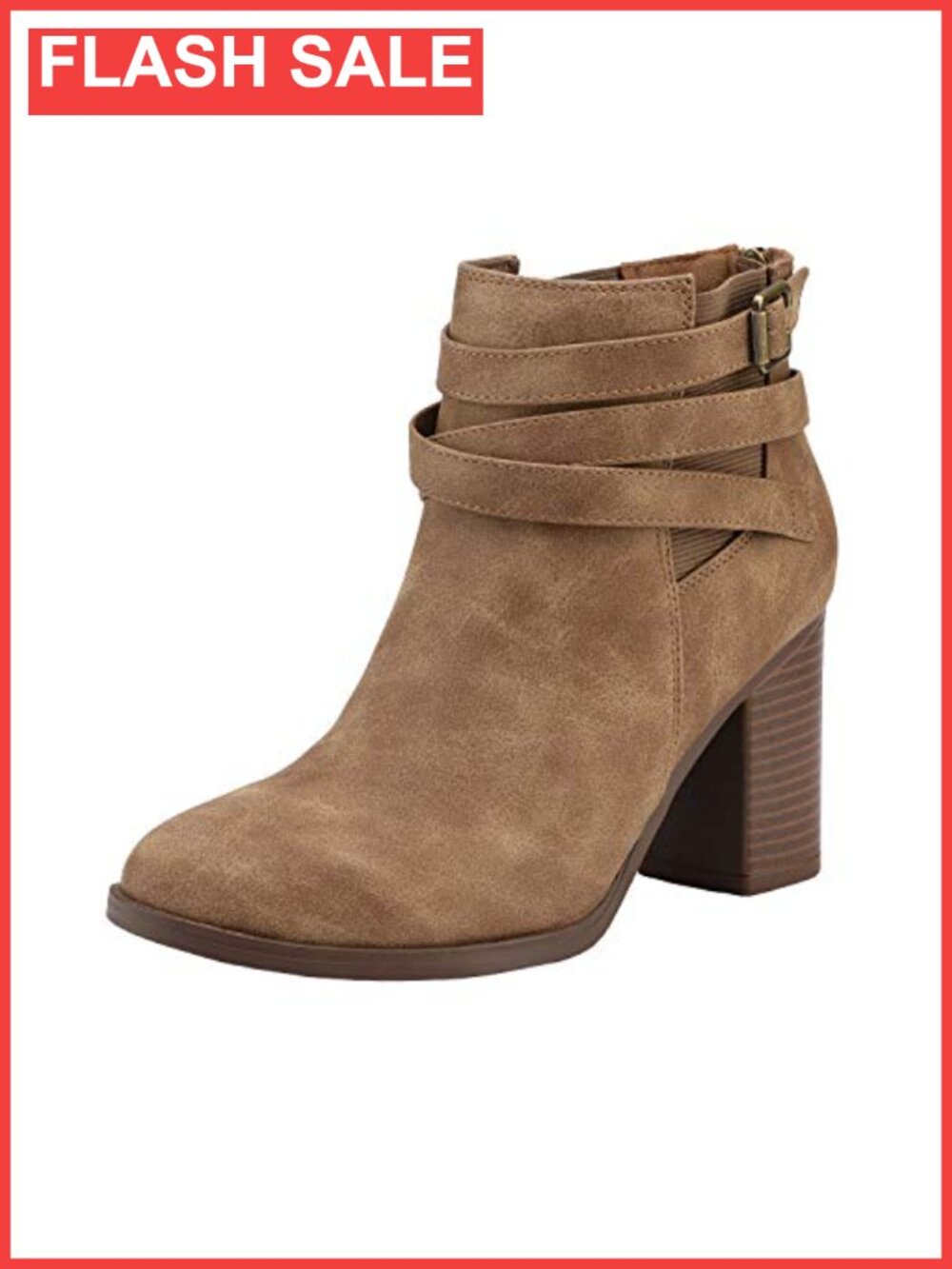 Women's Chunky High Heel Ankle Booties Faux Suede Zip Closure Crossover Strap